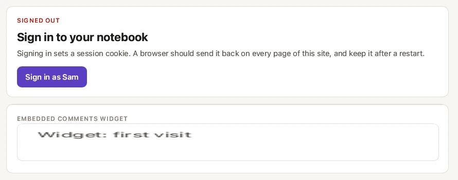 Before: a full-width embedded widget