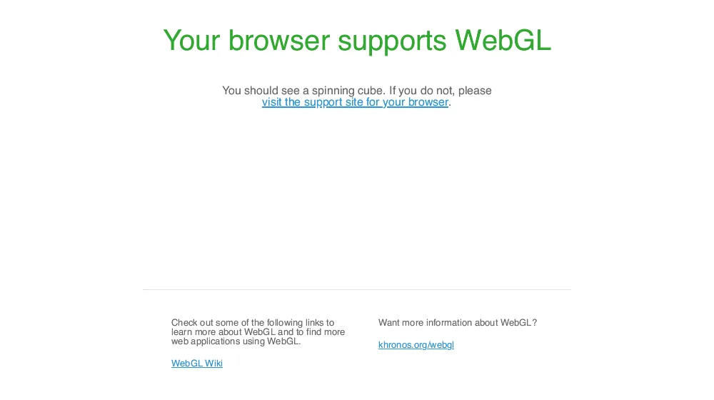 Before: the WebGL support check page