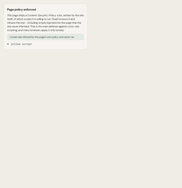 Before: the Explain panel's Page policy enforced card, for the same page