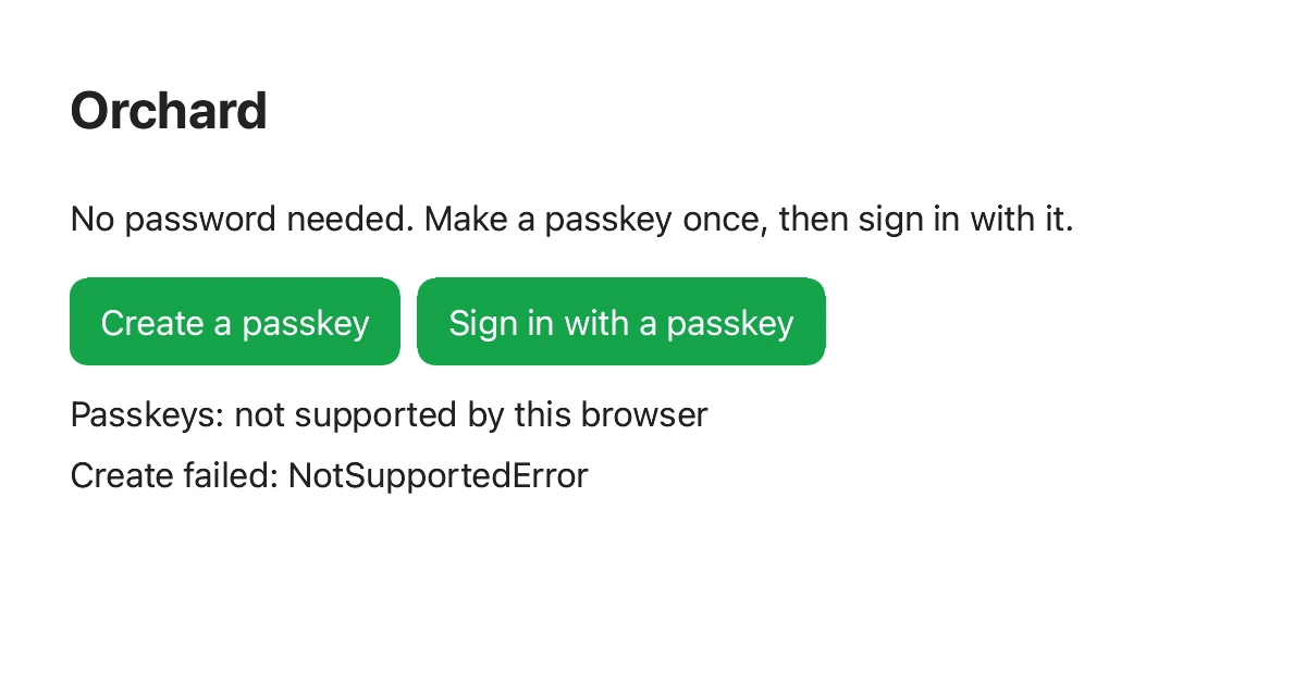 Before: a site making a passkey and signing in with it, the signature checked by the site