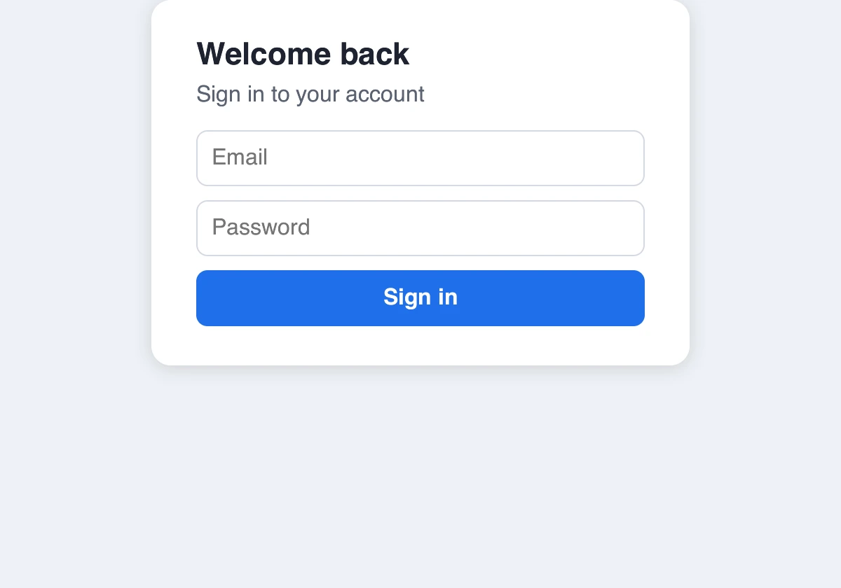 Before: a sign-in card centred in the page