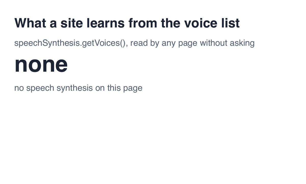 Before: what a page can read from the voice list without asking